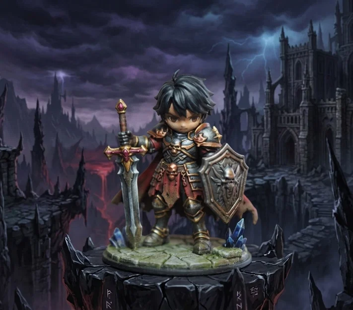 Shadowbane – Mô hình Hiệp sĩ Bóng đêm Chibi 70mm Fantasy - Image 6