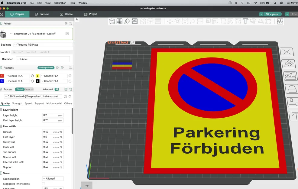 Mẫu in 3D biển báo cấm đỗ xe Parkering Förbjuden cho bãi đỗ cá nhân - Image 1