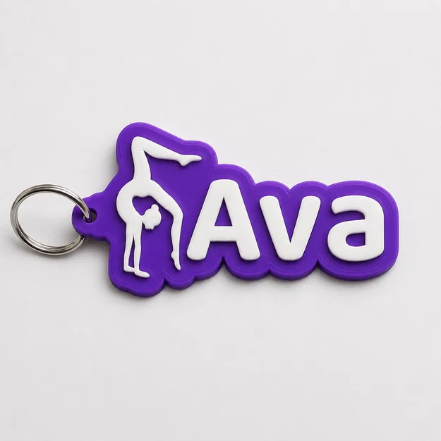 Móc khóa tên chủ đề thể dục dụng cụ của Ava - Image 1