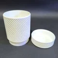 Hũ lưu trữ hình học màu trắng có nắp - Thumbnail 2