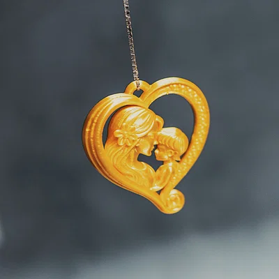 Mặt dây chuyền hình trái tim Mẹ & Bé