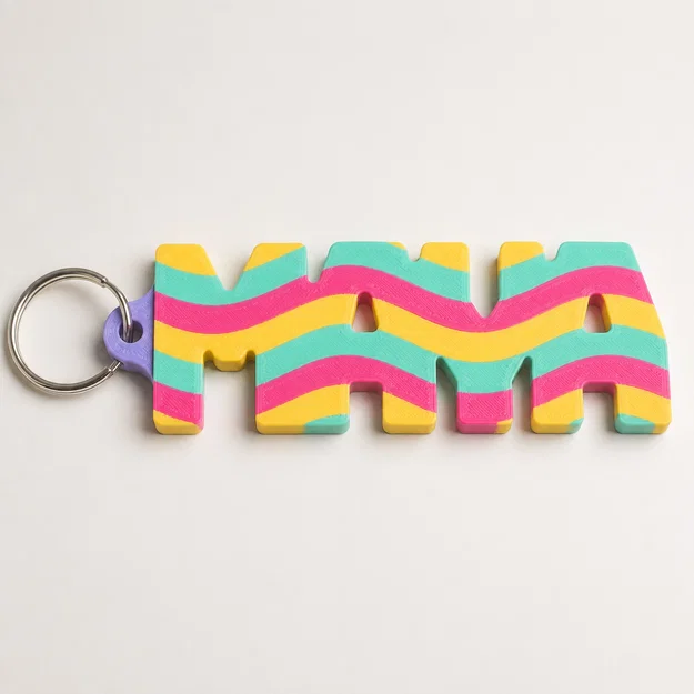 Móc khóa cá nhân hóa phong cách Retro Groovy - Thiết kế 3D độc đáo - Image 1