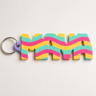 Móc khóa cá nhân hóa phong cách Retro Groovy - Thiết kế 3D độc đáo