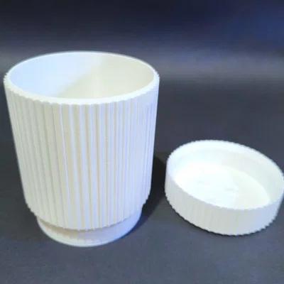 Lọ Đựng Đồ Modern Fluted Màu Trắng Sang Trọng