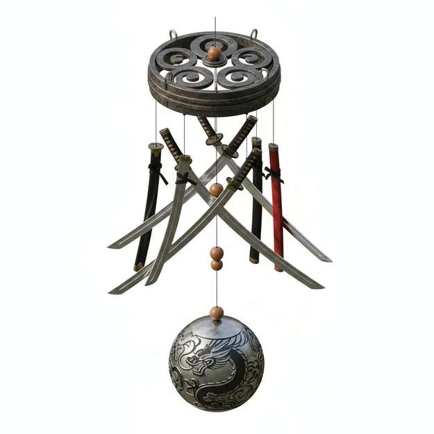 Mẫu in 3D chuông gió hình kiếm Katana cực chất trang trí nhà cửa - Image 1