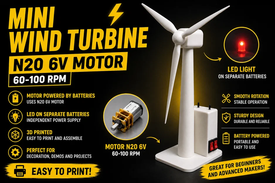 Mô hình tuabin gió hoạt động kèm đèn LED - Image 1