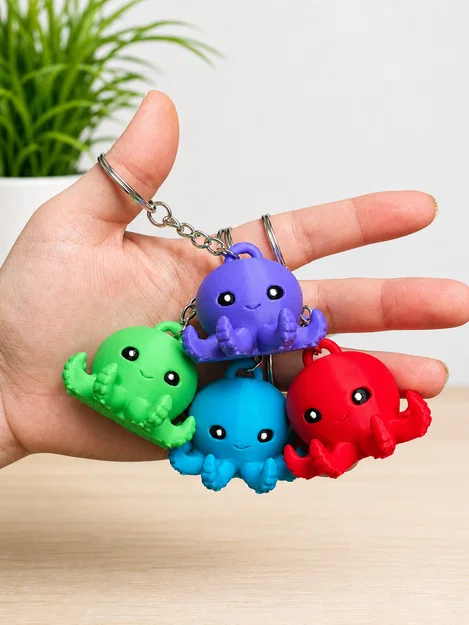 Móc khóa bạch tuộc 3D dễ thương - In không cần support - Image 1