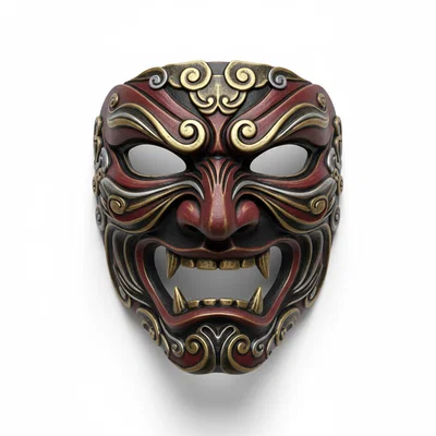 Tengu War General, mặt nạ, cosplay, có thể đeo được, trang phục, gương mặt, mũ giáp