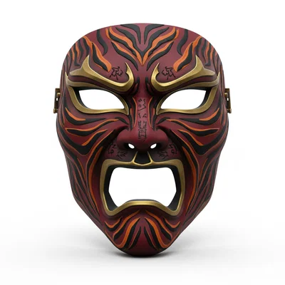 Crimson Tiger Warlord – Mặt nạ cosplay đeo được (helmet/face costume)