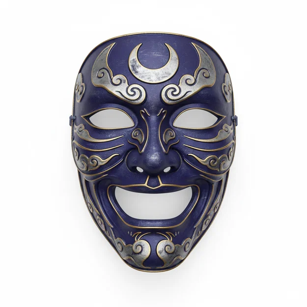 Samurai Trăng Nhật Bản – Mặt nạ cosplay đeo được (mũ giáp/helmet) - Image 1