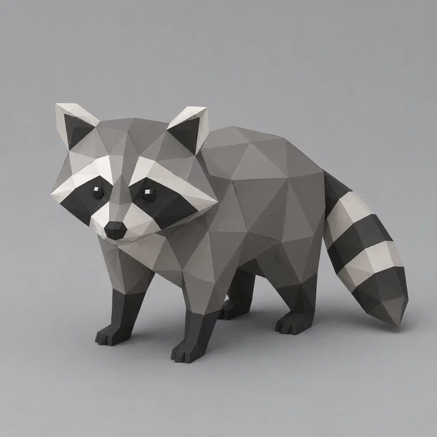 Mô hình chú gấu mèo Low Poly độc đáo cho in 3D - Image 1