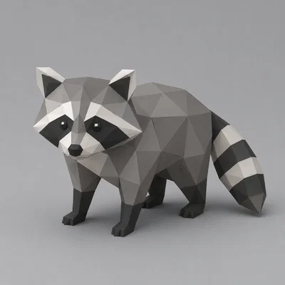 Mô hình chú gấu mèo Low Poly độc đáo cho in 3D