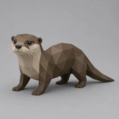 Mô hình chú rái cá Low Poly trang trí để bàn cực xinh
