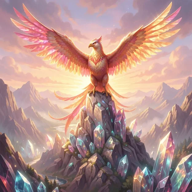 Mô hình 3D Phượng hoàng Pha lê Crystalline Phoenix tinh xảo - Image 1