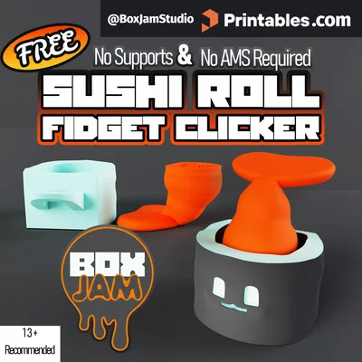Clicker fidget cuộn sushi tôm (không cần supports)