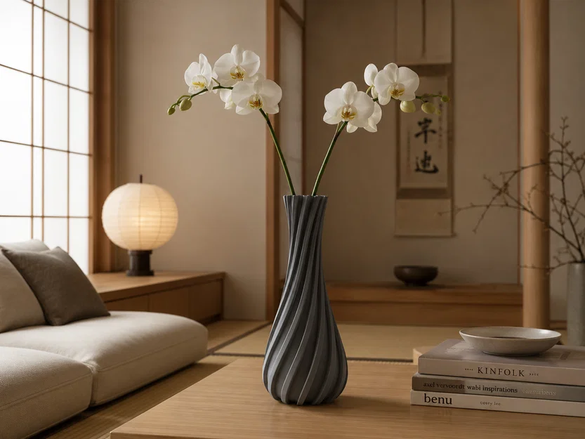 Parametric Spiral Vase #001 – Bình hoa xoắn parametric hiện đại - Image 1