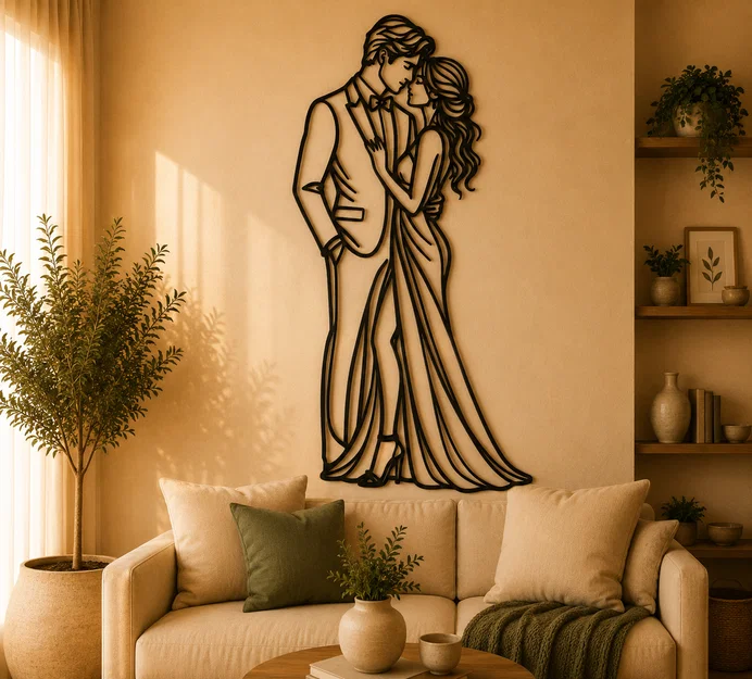 Tranh Treo Tường 2D Silhouette Cặp Đôi Lãng Mạn - Image 1