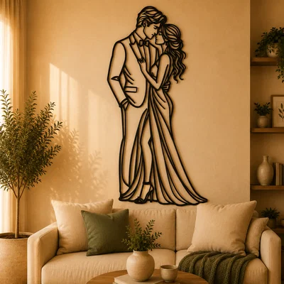 Tranh Treo Tường 2D Silhouette Cặp Đôi Lãng Mạn
