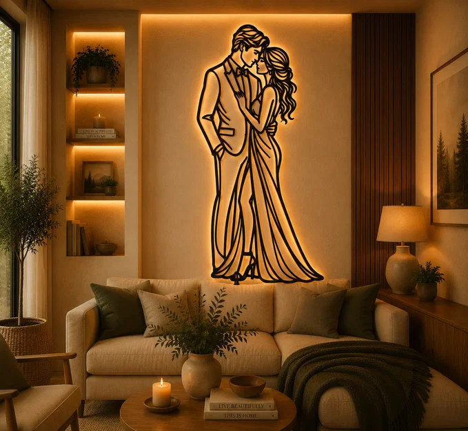Tranh Treo Tường 2D Silhouette Cặp Đôi Lãng Mạn - Image 2