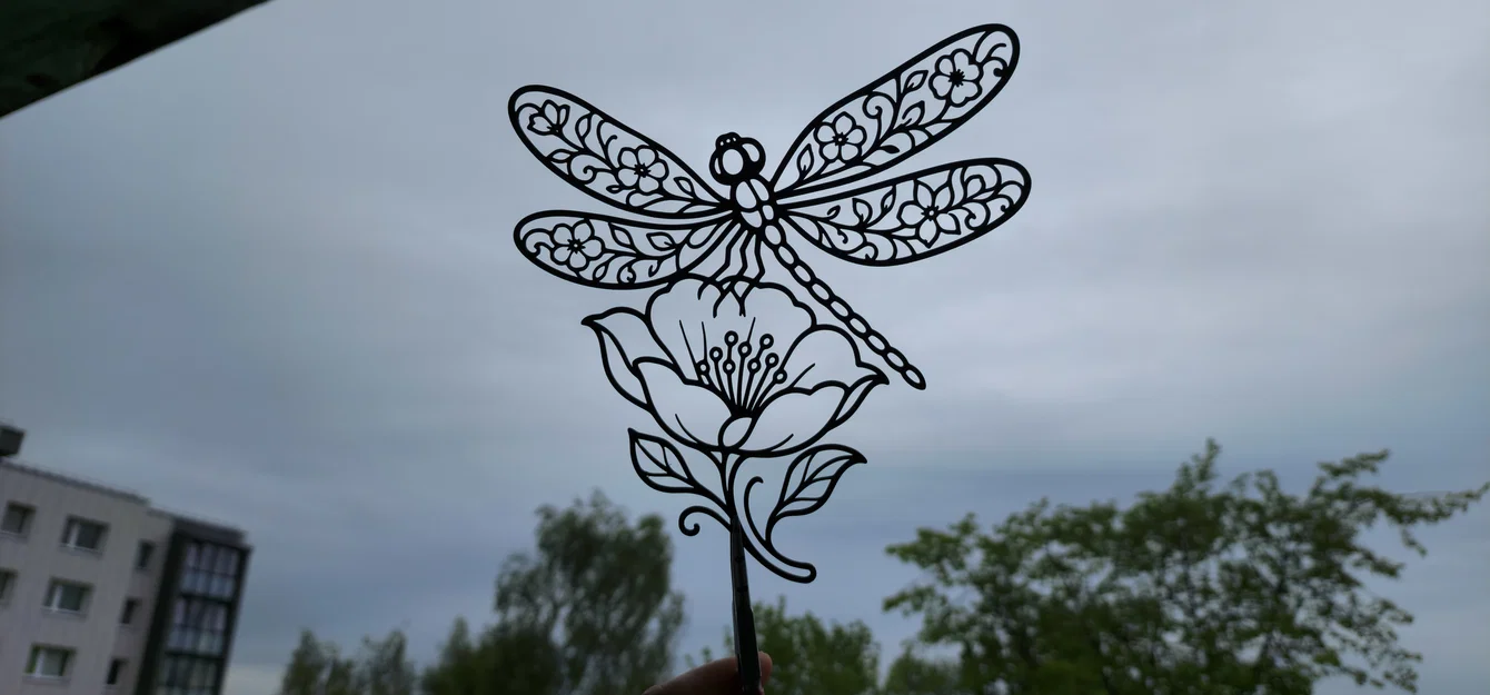 Tranh Treo Tường 2D Chuồn Chuồn Hoa Văn (Floral Dragonfly 2D Wall Art) - Image 3