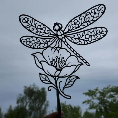 Tranh Treo Tường 2D Chuồn Chuồn Hoa Văn (Floral Dragonfly 2D Wall Art)