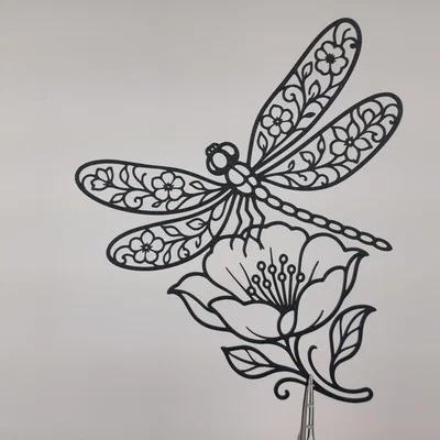 Tranh Treo Tường 2D Chuồn Chuồn Hoa Văn (Floral Dragonfly 2D Wall Art)