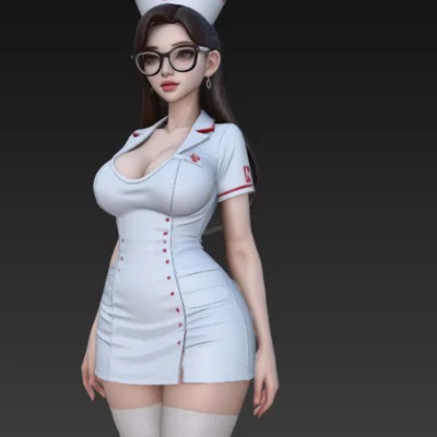 Mô hình nữ y tá xinh đẹp đeo kính 3D (Nurse Figurine) để in