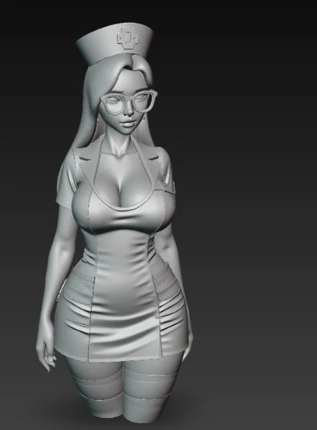 Mô hình nữ y tá xinh đẹp đeo kính 3D (Nurse Figurine) để in - Image 5