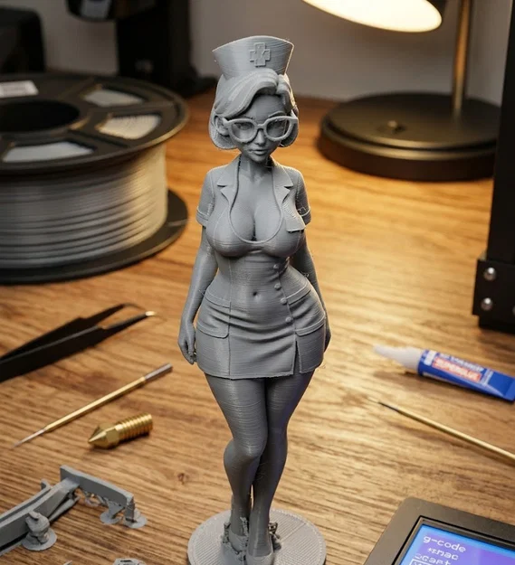 Mô hình cô y tá đeo kính (Sexy Nurse) - Tượng in 3D chi tiết cao - Image 1