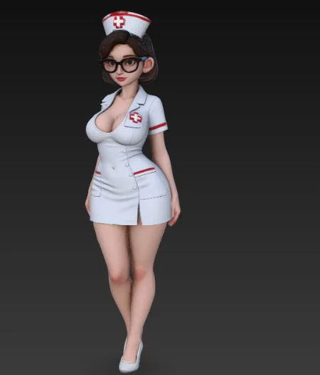 Mô hình cô y tá đeo kính (Sexy Nurse) - Tượng in 3D chi tiết cao - Image 2