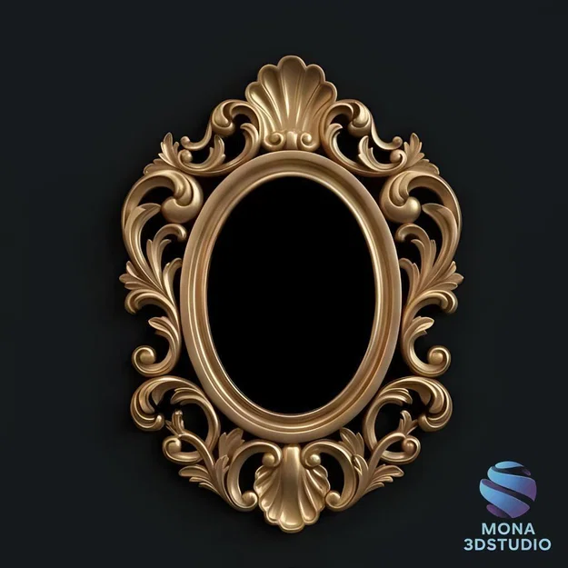 Khung Oval Vỏ Sò Baroque - Model 3D STL cho CNC & 3D Printing - Image 2