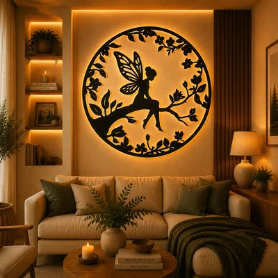 Tranh Treo Tường 2D Fairy Silhouette (Fairy Silhouette 2D Wall Art)