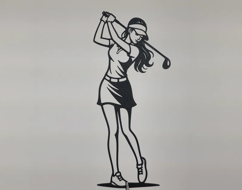 Silhouette Nữ Golfer 2D Treo Tường (Wall Art) - Image 3