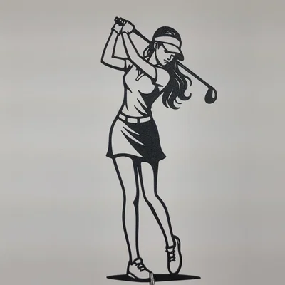 Silhouette Nữ Golfer 2D Treo Tường (Wall Art)