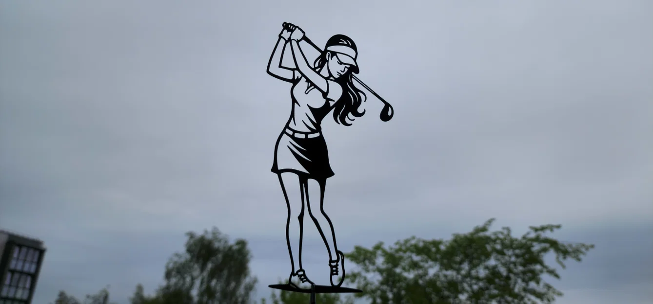 Silhouette Nữ Golfer 2D Treo Tường (Wall Art) - Image 4