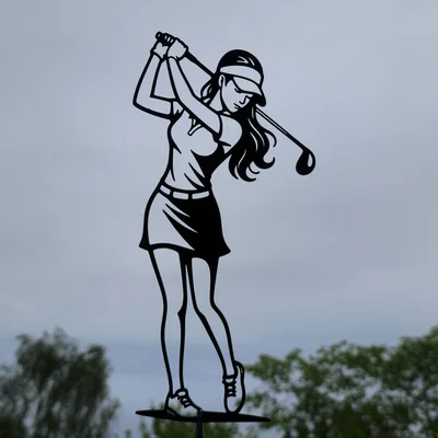 Silhouette Nữ Golfer 2D Treo Tường (Wall Art)
