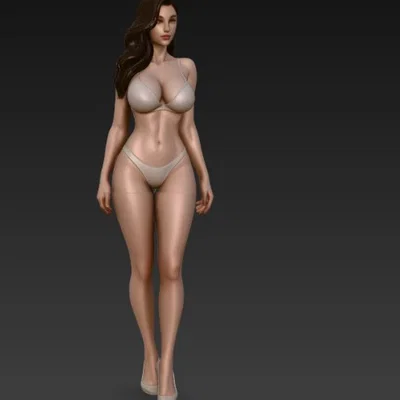 Mô hình nhân vật nữ mặc nội y và giày cao gót tinh xảo (3D File)