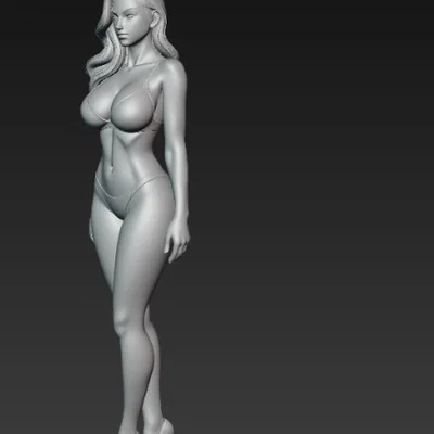 Mô hình nhân vật nữ mặc nội y và giày cao gót tinh xảo (3D File)