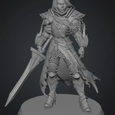Mô hình Nữ Chiến Binh (Female Warrior) với Giáp và Kiếm cho D&D