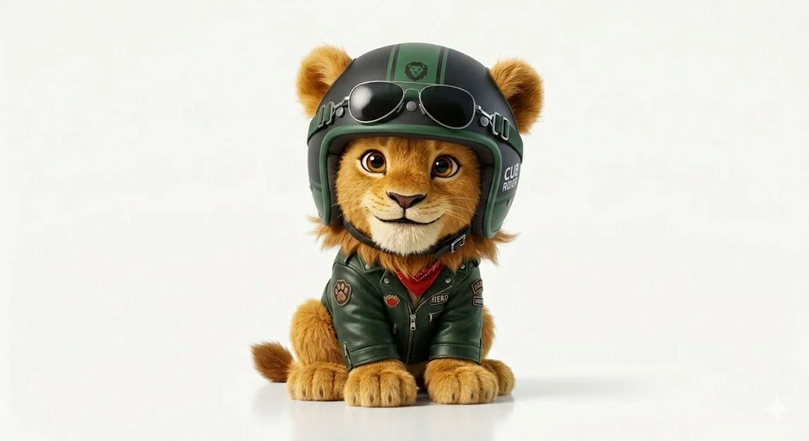 Mô hình 3D Lioncino sư tử nhỏ đội mũ bảo hiểm cực ngầu - Image 1