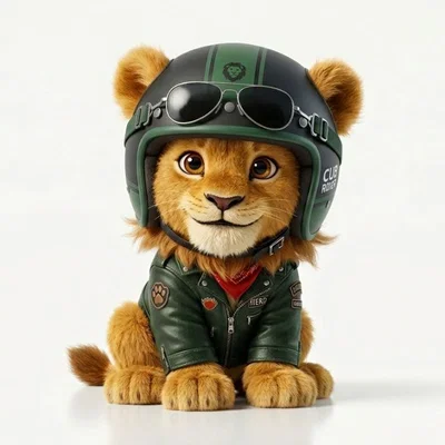 Mô hình 3D Lioncino sư tử nhỏ đội mũ bảo hiểm cực ngầu