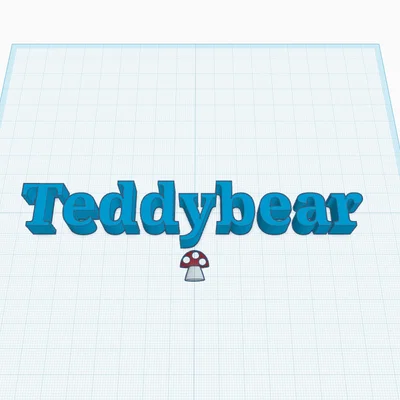 Mô hình test in 3D chữ Teddybear kèm biểu tượng nấm nhỏ