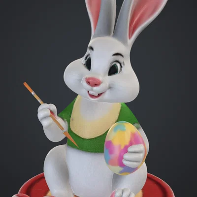 Mô hình chú thỏ vẽ trứng phục sinh (Hase bemalt ei) trang trí