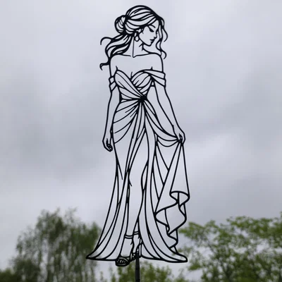 Tranh treo tường 2D Cô Gái Mặc Váy Thanh Lịch (Elegant Woman in Dress 2D Wall Art)