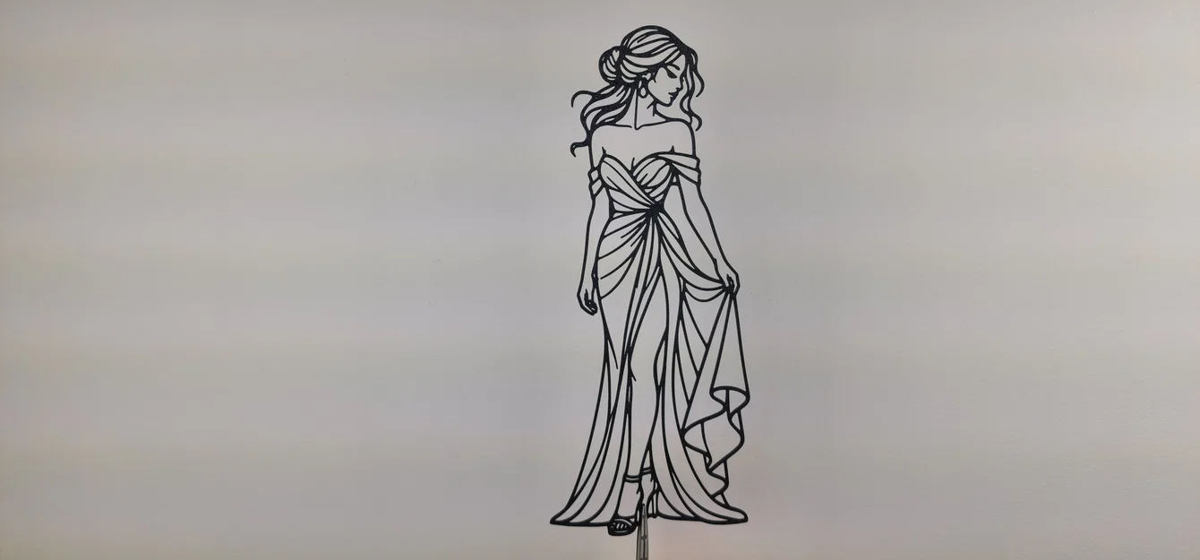 Tranh treo tường 2D Cô Gái Mặc Váy Thanh Lịch (Elegant Woman in Dress 2D Wall Art) - Image 3