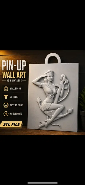 File STL Tranh Treo Tường Pin-Up Girl Cổ Điển In 3D - Image 1
