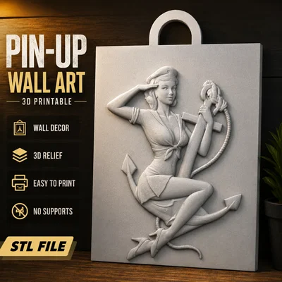 File STL Tranh Treo Tường Pin-Up Girl Cổ Điển In 3D