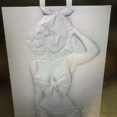 Mô hình 3D tranh treo tường Pin-up Devil Girl nghệ thuật (dễ in)