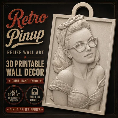 Mẫu tranh treo tường Pin-Up Series #3 - Cô gái đeo kính phong cách retro