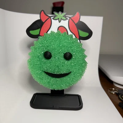 Giá đỡ Scrub Daddy hình Bò Dâu (Strawberry Cow) kèm khay hứng nước